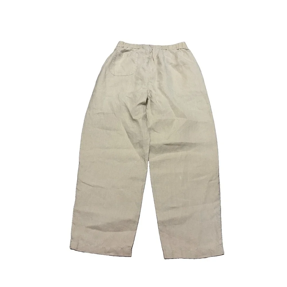 Quince Womens XS 100% European Linen Pants Wide Leg Driftwood Beige Beach Boho